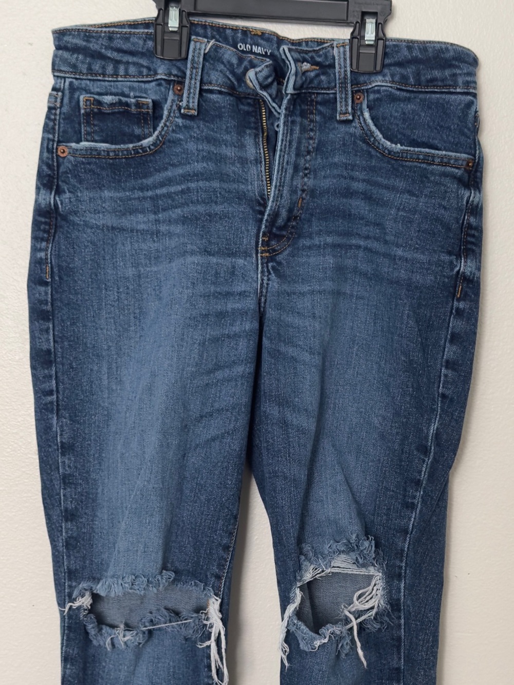 Old Navy Dark Blue Skinny Jeans with Distressed Knees